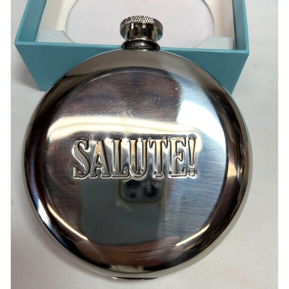 Wild Eye Designs 10 Fl Oz Stainless Steel Flask With "Salute!" Engraving Gift Bo - Picture 2 of 5